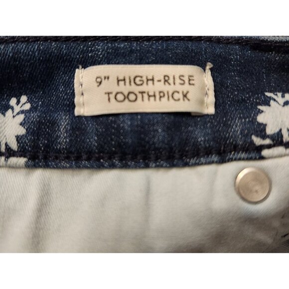 J Crew High-Rise Toothpick Jeans Womens Blue Floral Print 29W X 27L EUC - Picture 12 of 16